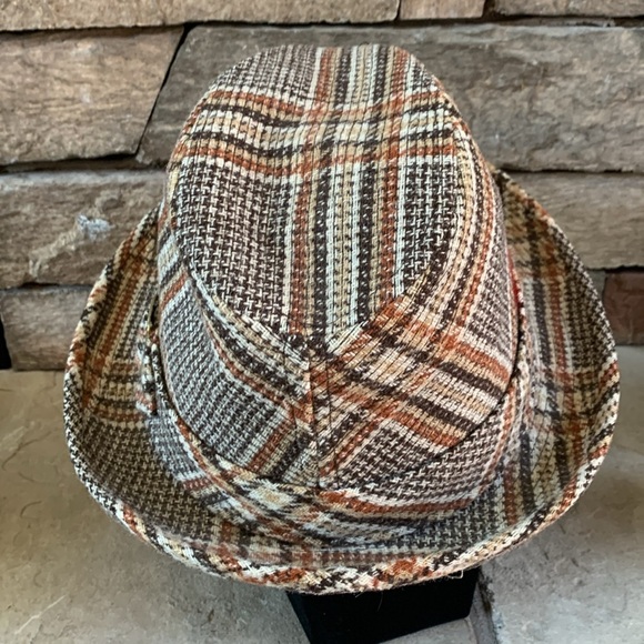 Dobbs brown plaid hat with gold buckle - Picture 3 of 8